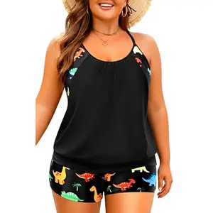 Holipick Women Plus Size Two Piece Tankini Set Swimsuits Tummy Control Bathing Suits Push Up Tankini Top with Boy Shorts  SwimWeek  summervibes