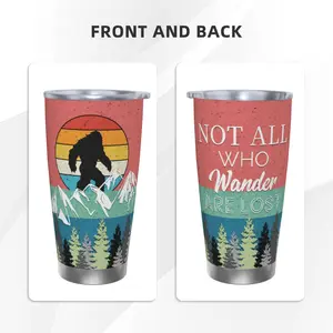 20-ounce Gorilla Sasquatch stainless steel insulated cup, digitally printed with Gorilla Sasquatch pattern, suitable for sports and daily use, durable and leak-proof, fashionable drinking vessel, With a straw and a lid Tumbler