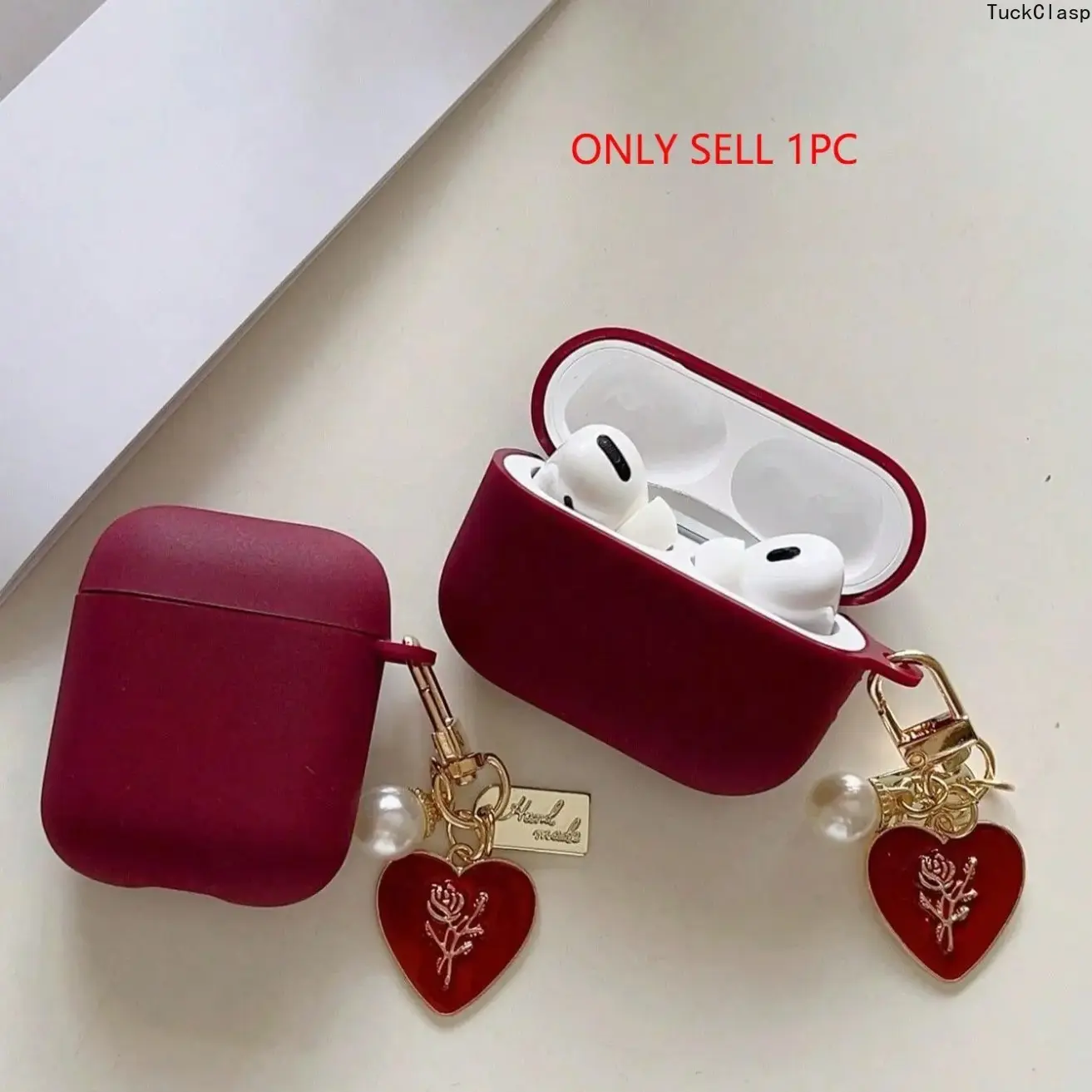 Heart Pendant Earphone Case Protector for AirPods – Fits All Models (1–4 Gen & Pro Series), Scratch-Resistant & Durable, Great for Summer Gift & Daily Use
