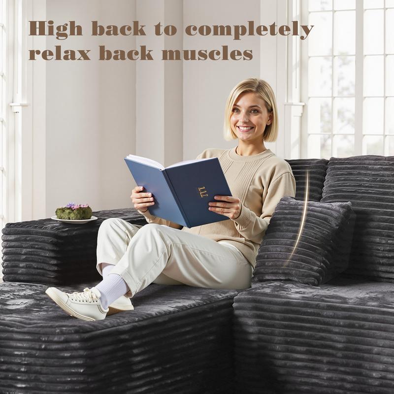 XIZZI 135" Cloud Sectional Couch with L-Shape Chaise,Modern Modular Sofa with Deep Seat, Upholstered Couches for Living Room Bedroom,No Assembly Required