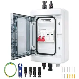 Solar PV Combiner Box DC 600V with Lightning Protection 32A Fuse MCB SPD Waterproof IP65 for 4 to 6 Panels Surge Protection & IP65 Rating