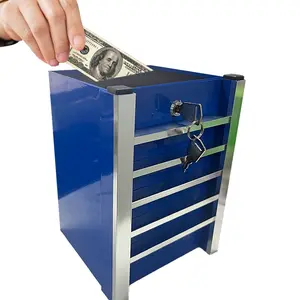 Lockable Tool Box Money Box with Key, Safe Cash Coin Bank for Home Office, Portable Metal Savings Box, Unique Piggy Bank Alternative, Gift Idea, Security Safe Box