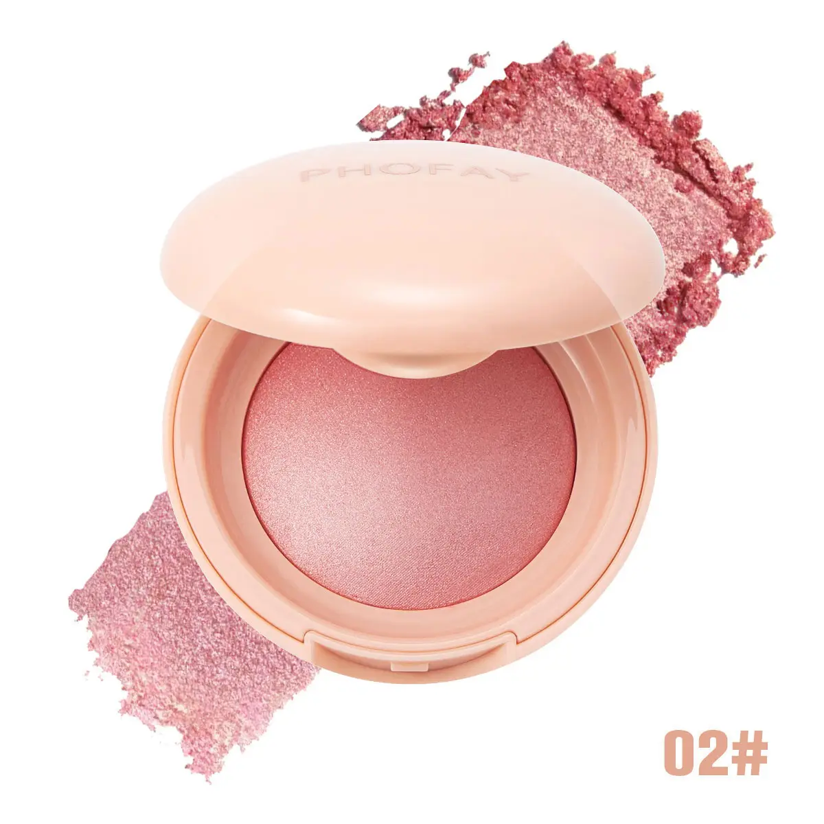 PHOFAY Soft Pinch Glitter Powder Blush, Glow Peach Blush Makeup Cosmetic Gifts, Contour & Highlight Face for a Shimmery Finish