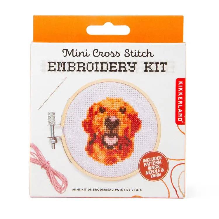 Dog Mini Cross Stitch Kit with Bamboo Hoop, DIY Needlework Craft Supplies for Adults, Includes 90% Cotton 10% Polyester Fabric, Needle, Polyester Floss, Crafting Supplies