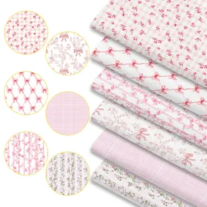 6pcs 45cm*50cm/17.72in*19.69in Girly Style Pink Printed Fabric, Suitable for Quilting, Bedding, Tablecloth, Bags, Masks, Hats, Headbands, Pillowcases And Other Materials