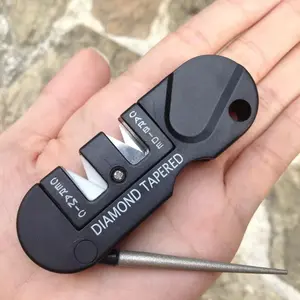 4-in-1 Portable Pocket Knife Sharpener - Tungsten Carbide Ceramic Diamond Whetstone for Knives, Fish Hooks, Camping, Hiking & All Outdoor Blades