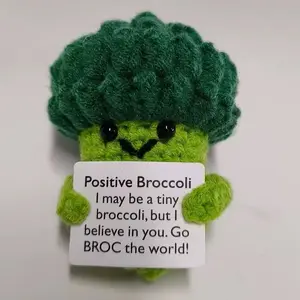 Emotional Support Broccoli - Cute Crochet Handmade Item - Ideal for Emotional Support and Self-Care - Positive Broccoli Message