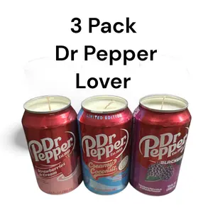 Vineyard Candle Co - 3 Pack Dr Pepper Lover Bundle - 100% Organic Soy Wax Candles in Strawberry Creamy Coconut & Blackberry Scents