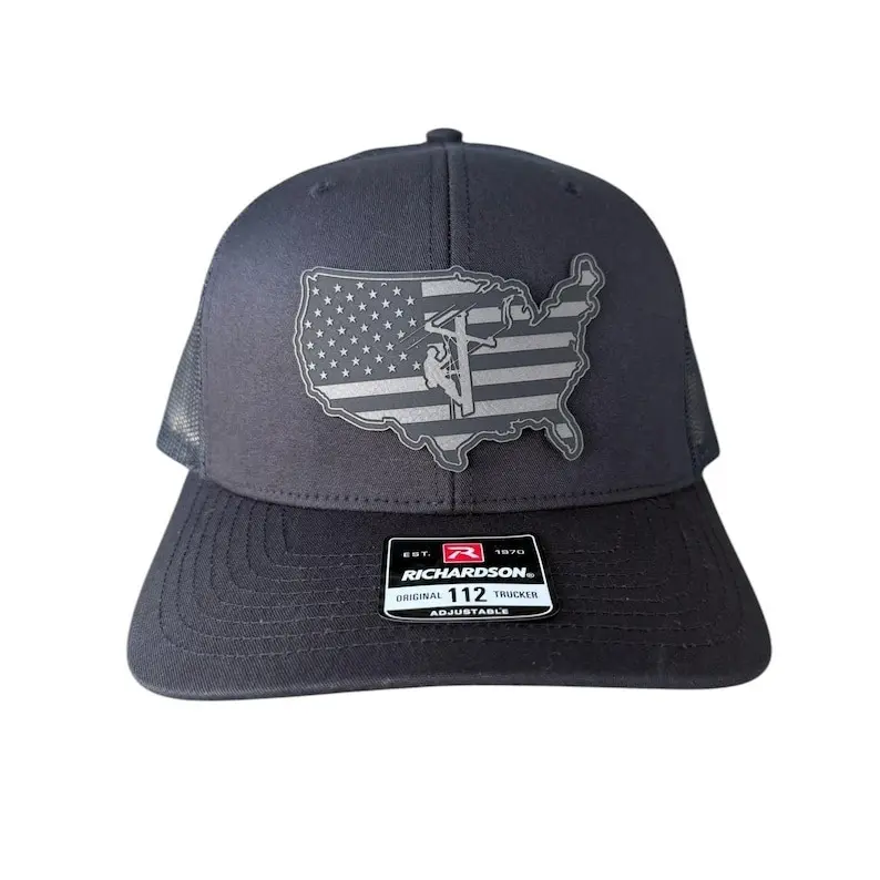 American Flag Lineman Trucker Hat, Journeyman Lineman Gifts For Men, Birthday Gift for Blue Collar Man