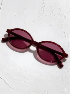 Women's Wine Oval Frame Sunglasses, French Vintage Style, Perfect for Daily Outing and Dates, Fashionable and Stylish Accessories, Classic Oval Sunglasses