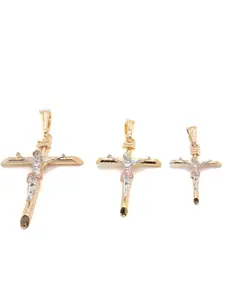 Tri-Color Gold-Plated Christ on the Cross Pendant Available in Three Sizes