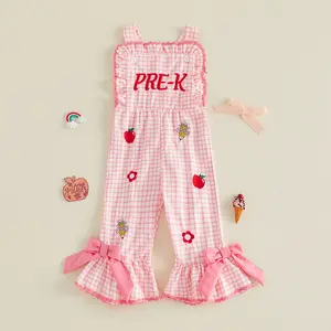 Infant Toddler Baby Girl Clothes Plaid Sleeveless Overalls Romper Jumpsuit Suspender Pants  Summer Outfit