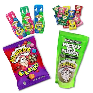 Holten's Pickle Kit WARHEADS Jumbo Sour Dill PickleInAPouch with WARHEADS Cubes 5 oz Peg Bag, WARHEADS Double Drops, and WARHEADS Extreme Sour Hard Candies
