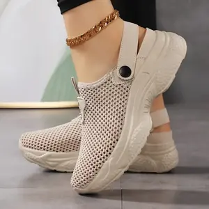 Women's Casual Slip-On Sneakers Breathable Mesh Fabric Thick MD Sole Multi-Color Options All-Season Comfort Shoes Easy On/Off Design Slipon Shoes Pu Footwear Black