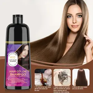 ECO Brown Hair Coloring for Women  - 3 in 1 Herbal Hair Dye Shampoo with 100% Gray Coverage in Minutes, 400ml Bowl Haircare Silky mei du