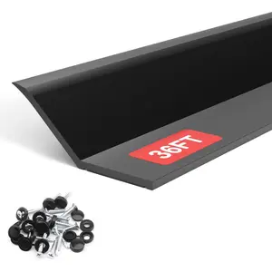 36 FT Black TPE Universal Garage Door Seal Top and Sides Weather Stripping Replacement Weatherproofing Sealing