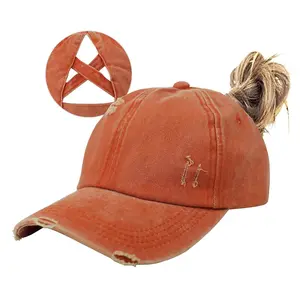 Ponytail Baseball Cap – Criss Cross Mesh Messy Bun Adjustable Hat