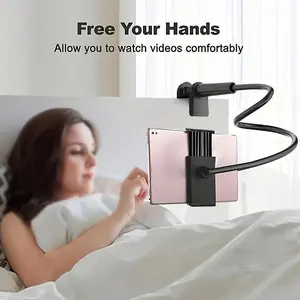 Nauetes Flexible 360 Rotating Universal Tablet and Phone Holder - Hands-Free Viewing with Spiral Base - Perfect Bedside Companion for Lazy Browsing
