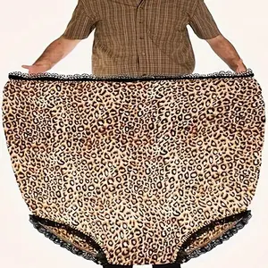Halloween Party Funny Giant Adult Prank Gift Panties Leopard Print Lace Trim Unisex Joke Gift Super Large Novelty Granny Underwear Party Pranks  Christmas gift