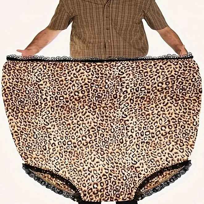 Giant Leopard Print Lace Trim Unisex Panties - Funny Gags Gifts for Christmas, Party Prank Prop, Plus Size Women's Underwear, Farmhouse Halloween Festive Party Accessory