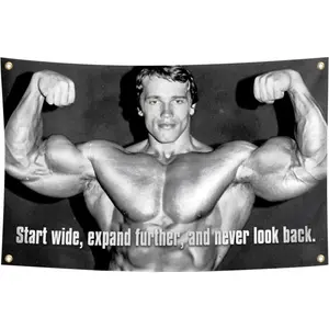 Conan Schwarzenegger Power Gym Decor, Start Wide, Expand Further, Never Look Back, Gym Decor, Office Decor, wall decor flags