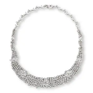 Radiance by Absolute™ Silvertone Marquise and Round Cluster Necklace