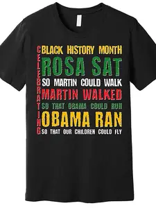 Celebrating Black History Month Rosa Martin Obama Premium T-Shirt 586882 Fun Men Short Sleeve Graphic T-Shirt Collection Black TT2 - quick-dry moisture wicking, modern graphic, for Dads, summer vibe