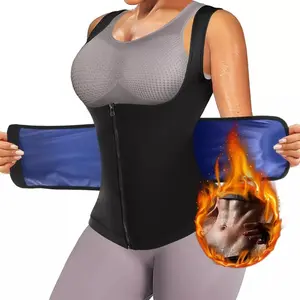 Women's Thermal Compression Vest Waist Trainer Vest with Zipper Workout Suit with Adjustable Waist Trimmer Belt Shapewear