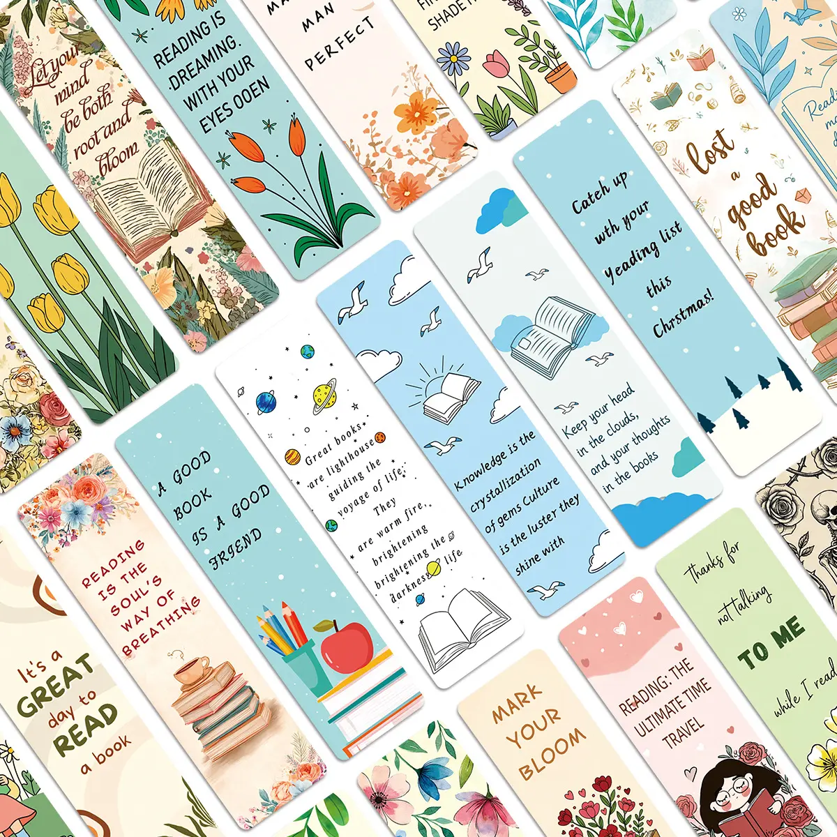 30pcs Reading-themed Office Bookmarks, Notebook Bookmarks, Non-repeating, Simple, Artistic, Creative Office Bookmarks, Notebook Bookmarks, Small Cards, Book Decoration Cards, Reading Annotation Cards, Book Accessories