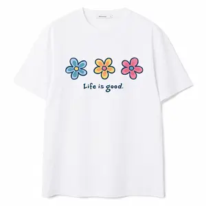 Women's Retro Floral Graphic Short-Sleeve Top - Comfortable, Aesthetic, Positive Everyday Casual Womenswear Summer T-Shirt