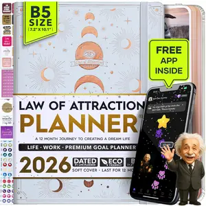 Law of Attraction Planner 2026 - B5 Size Weekly & Monthly Life Organizer with Vision Board Gift Box & Panduo App Inside, 295 Stickers for Goal Setting