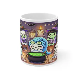 Spooky Spa Day Halloween Mug Ceramic Drinkware Beverage Ghost Witch Tumbler Reusable Cup Reuse Washable Coffee Set