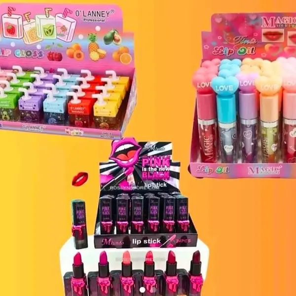 Mixed Wholesale Lipstick 6 Products Set Cosmetic Variety Bundle for Lip Care Routine Makeupbag Lipgloss & Glossy Lipstick