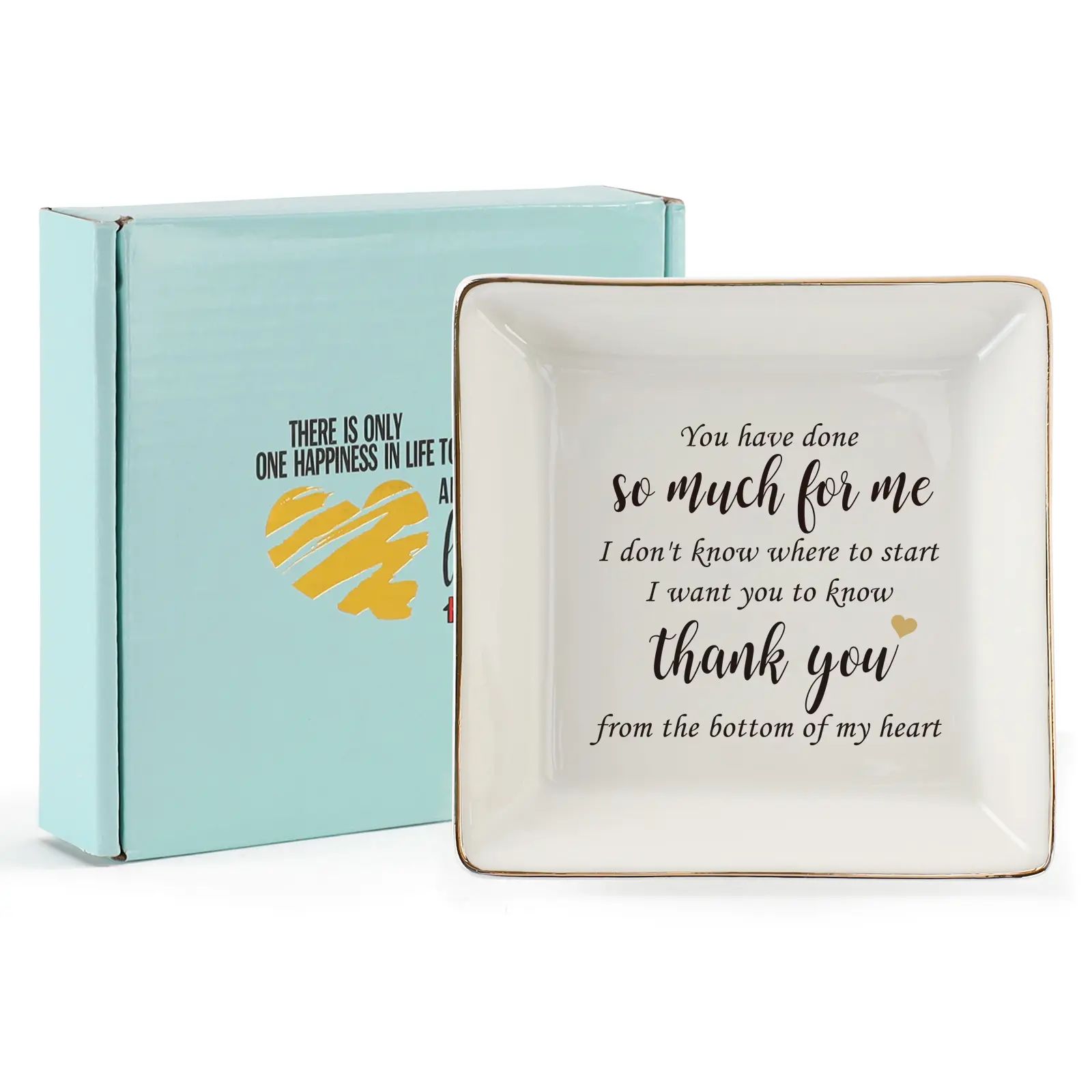 HOME SMILE Ceramic Ring Dish Jewelry Tray - Home Organiser & Decoration - Thank You Gifts for Women, Coworker - Appreciation, Birthday Presents