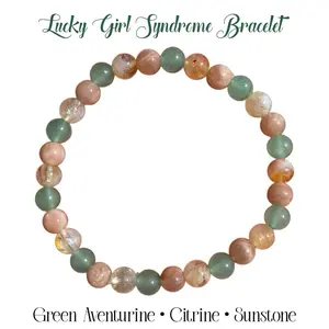 Lucky Girl Syndrome Crystal Bracelet with Green Aventurine Citrine and Sunstone for Law of Attraction Alignment