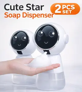 2PCS Automatic Foam Soap Dispenser, Cute Robot Touchless Hand Washer, 3-Level Foam, Rechargeable 1500mAh, USB-C, Kids & Family Bathroom