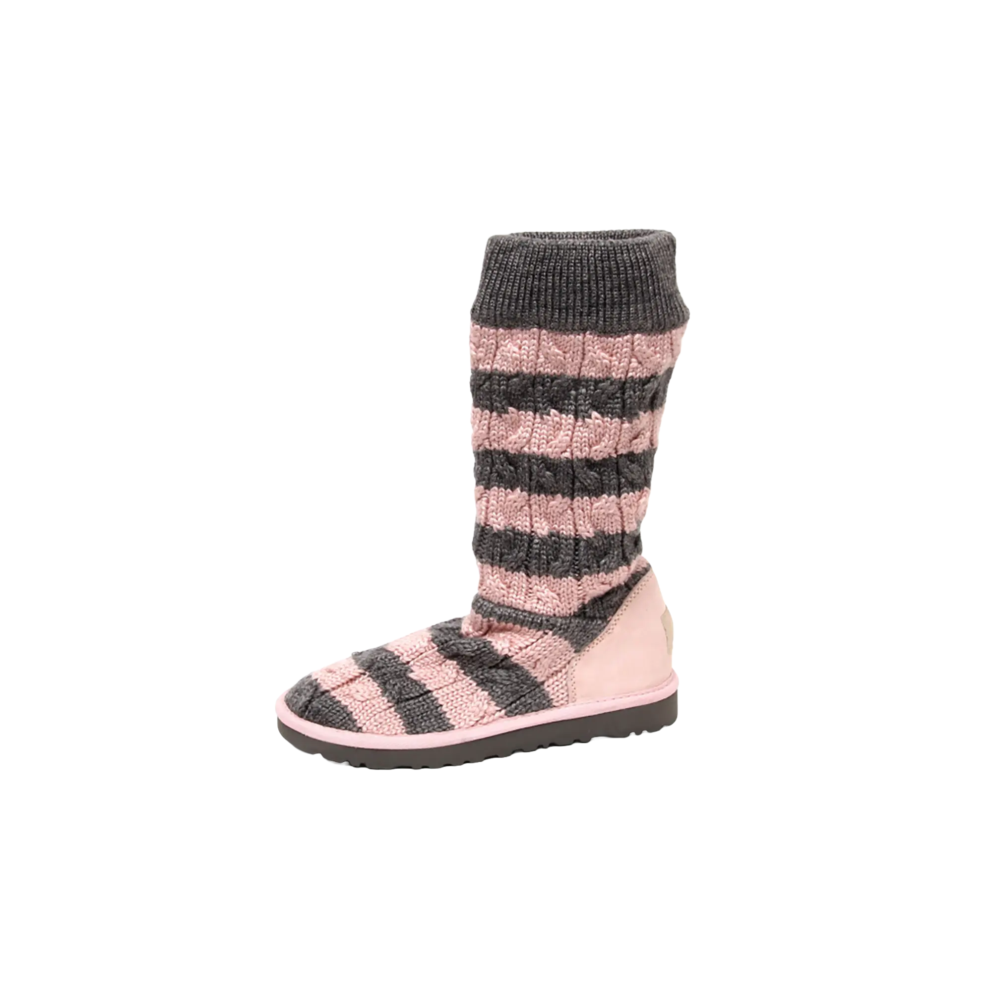 Classic Tall Stripe Cable Knit Boots PS "Bliss Pink Heather Grey" 5996K BPHG