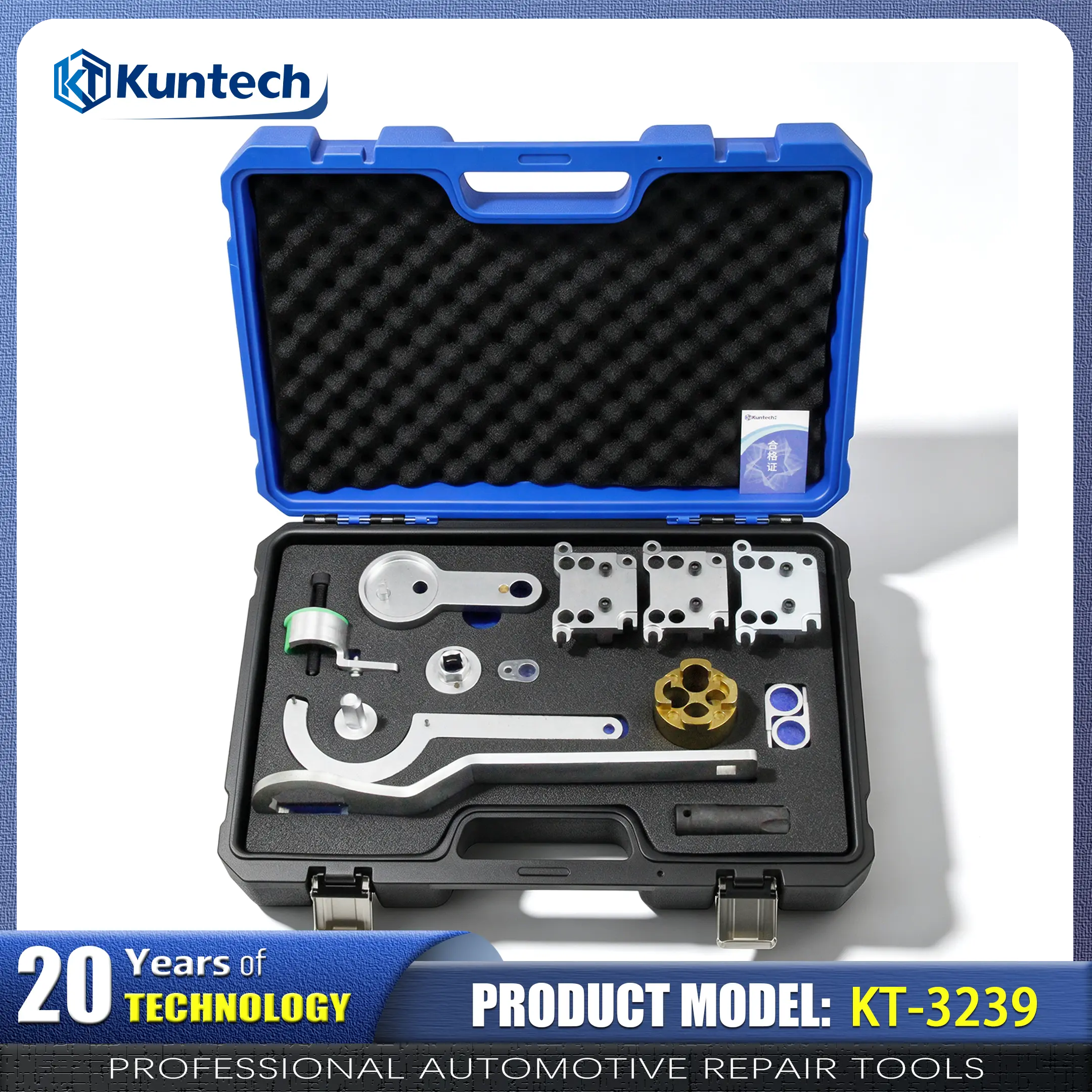 Kuntech KT-3239 Integrated Timing Tool Kit with Timing Chain - 1 Kit, Dual Compatible, Dual Engine Model Coverage for Mercedes M254 & M256 4/6 Cylinder Engines, Camshaft Locking Fixture for 2020+ New C E GLE Series (Wide Vehicle Compatibility)