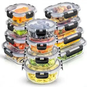 12-Piece Freezable & Heatable Food Storage Containers Set - High Borosilicate Glass Jars with Lids, Kitchen Preservation Boxes, Reusable Glass Lunch Containers