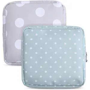 Sanitary Napkin Storage Bag 2pcs Menstrual Cup Pouch Cotton Cloth Portable Sanitary Napkin Pads Storage Bags Feminine Menstruation First Period Bag for Teen Girls Women Ladies Dots