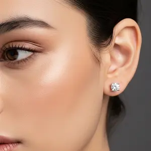 Platinum Lab Grown Stud Earrings