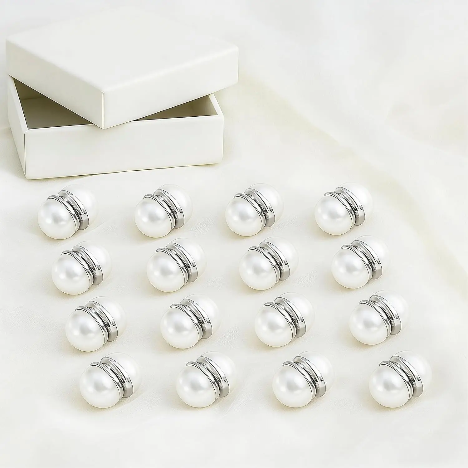 Wedding Veil Weights, Magnetic Invisible Bridal Accessories 12-16 Pairs Pearl Diamond Veil Decor for Outdoor Ceremony