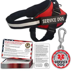 Service Dog Vest + ID Tag + 50 ADA Information Cards - Service Dog Harness W Pat