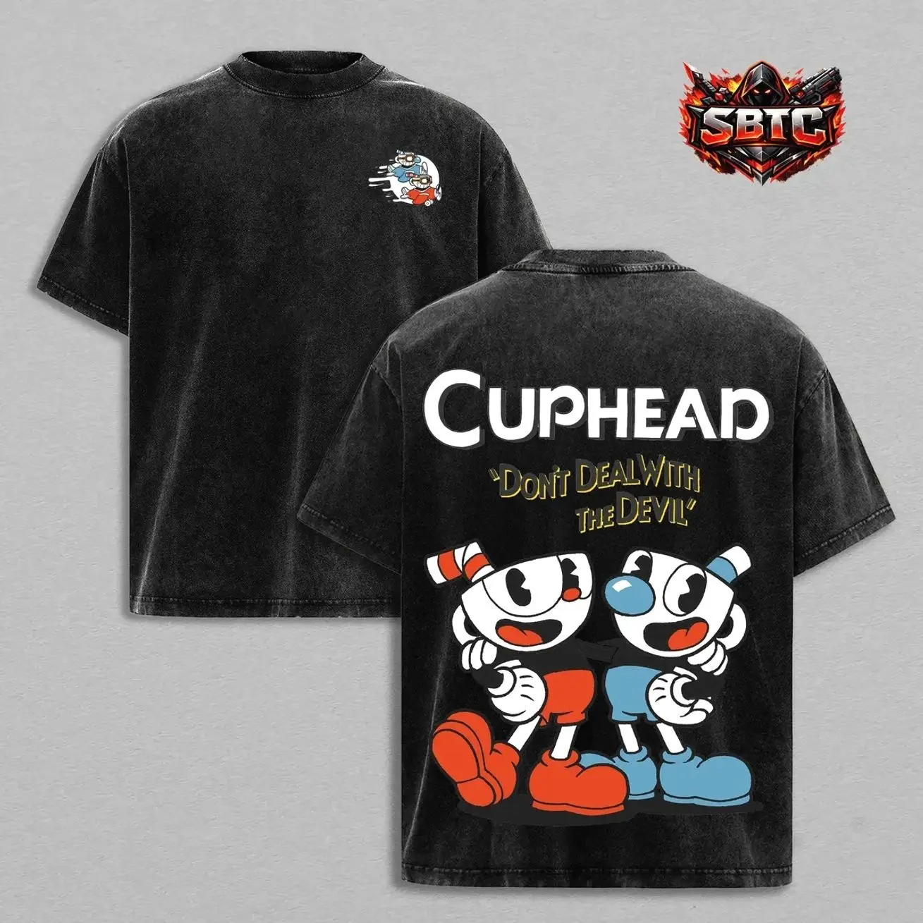 Cuphead Washed T-Shirt, Hoodie & Sweatshirt, Vintage Cartoon Boss Battle Graphic Tee, Classic Run And Gun Gaming Apparel, Retro Heavyweight Cotton Gamer Gift UK2