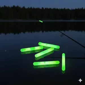 Professional Night Fishing Light-Up Bobber Set: 5 Glow-in-the-Dark Floats, High Visibility Fishing Light, 30m Visible Mini Glow Sticks, Tangle-Free Portable Gear for Night Anglers.