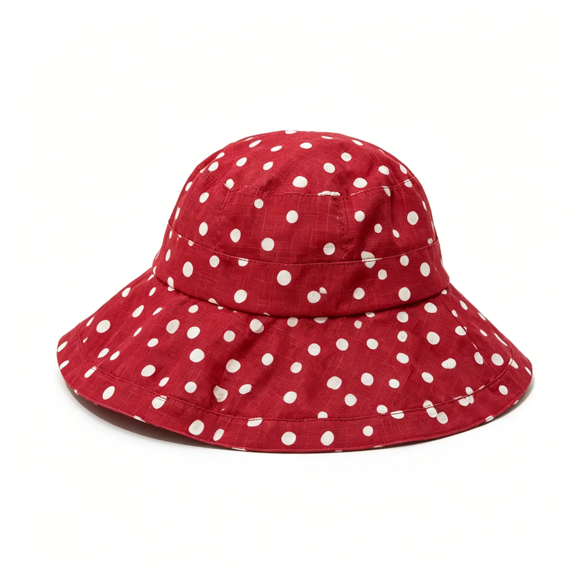 Red Polka Dot Wide Brim Bucket Hat, Double Layer Soft Sun Hat, Vintage Cottagecore Trendy Outdoor Hat for Women
