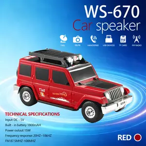 WSTER WS670 Classic Off-Road Vehicle Bluetooth SpeakerWith FM radio, USB, TF, TWS stereo sound and LED lights.An ideal gift for kids and car lovers.Great for car use, tabletop games, outdoor activities and Easter parties travel speaker aux radio tws Truck