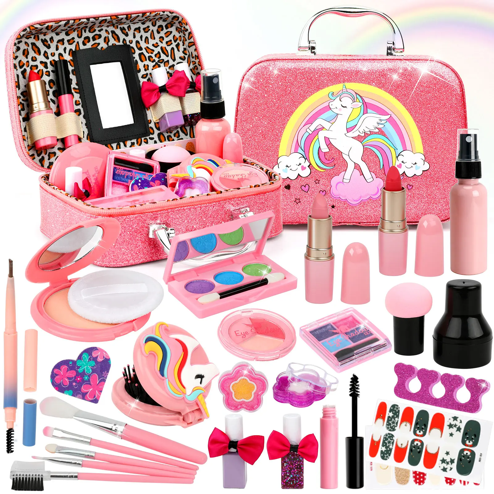25 Pcs Kids Washable Makeup GirlToys - Real Makeup Kit Kid Make up Set for Children PrincessDress Up Christmas Birthday Gifts Toys for 3 4 5 6 7 8 9 10 11 12 Year Old Girls