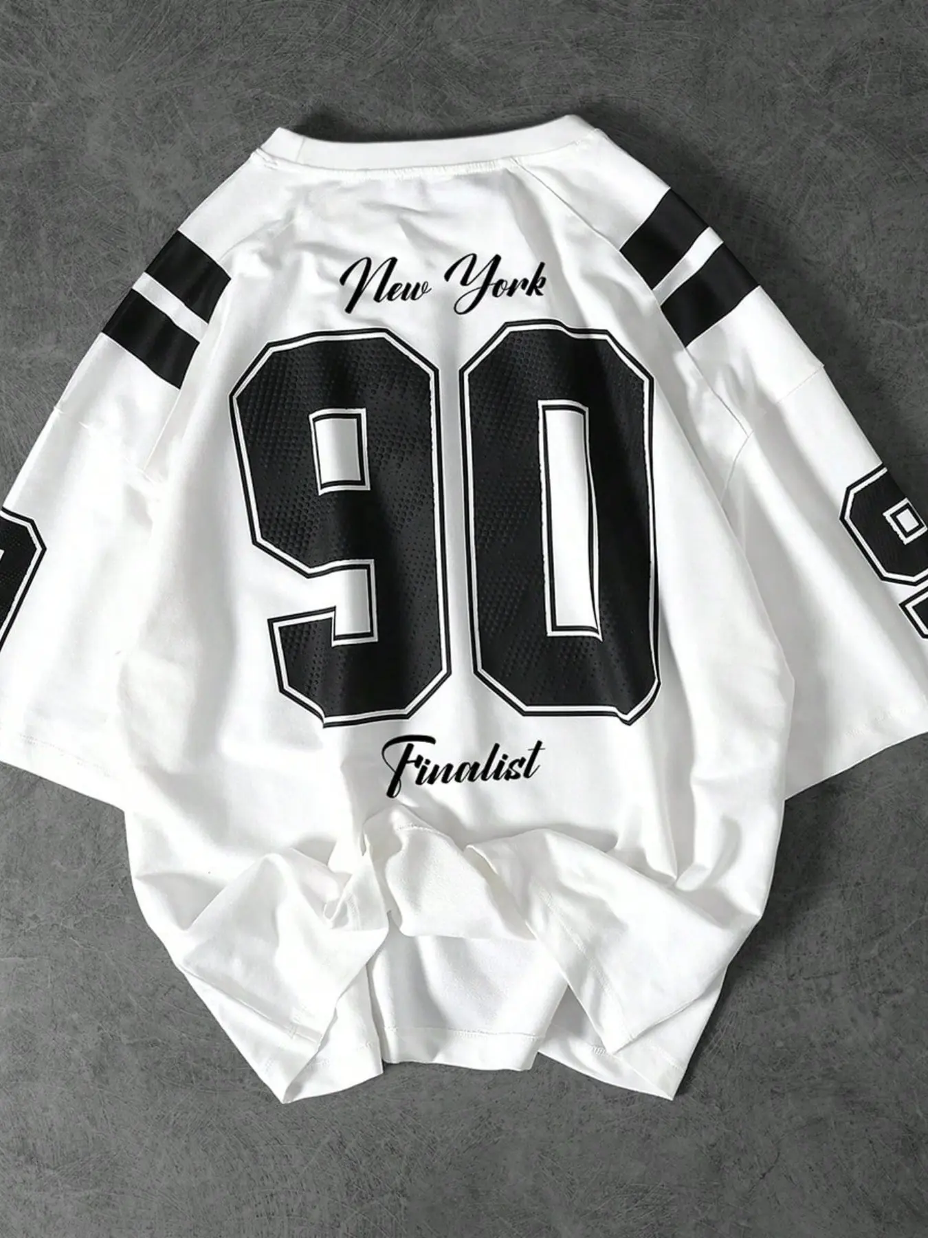 1pc Men's White Football Throwback Jersey Casual Sporty Sports Top Sports Jersey T-Shirt Soccer Shirt New York 90 Number Print Raglan Sleeve Oversized Loose Fit Retro Blockcore Streetwear Sports Tops Athletic Tee