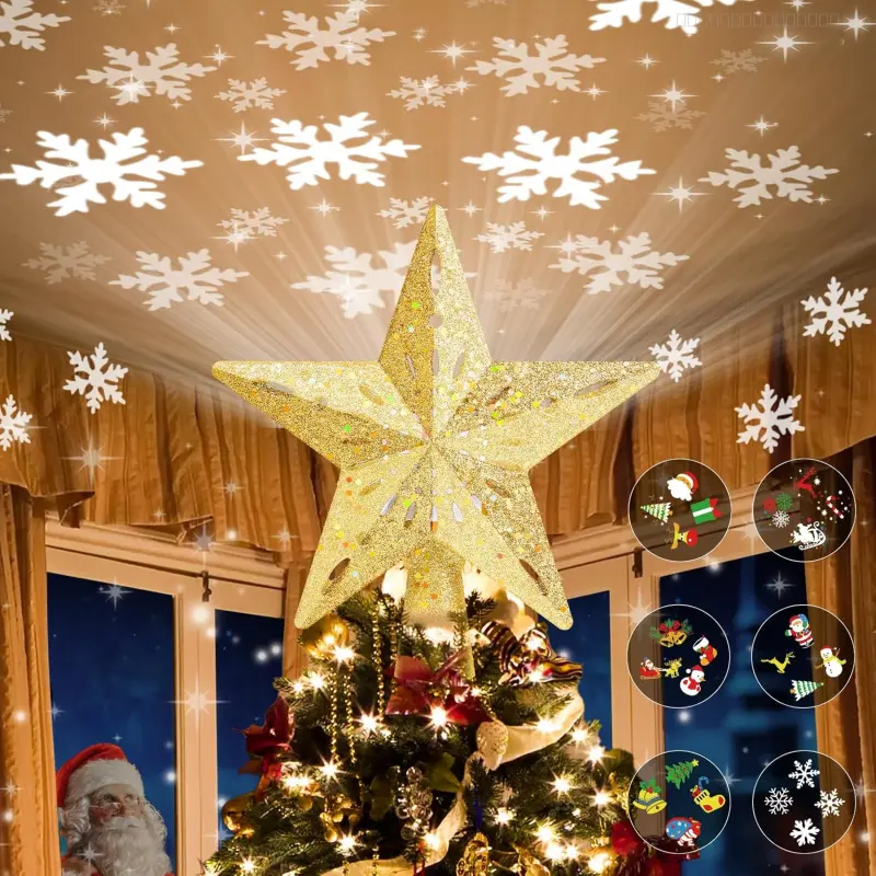 Christmas Tree Topper Lighted with 6 Projection Modes,Christmas Star ...